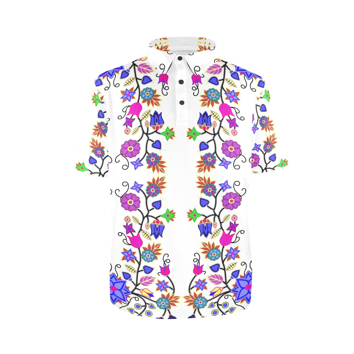 Floral Beadwork Polo Shirt