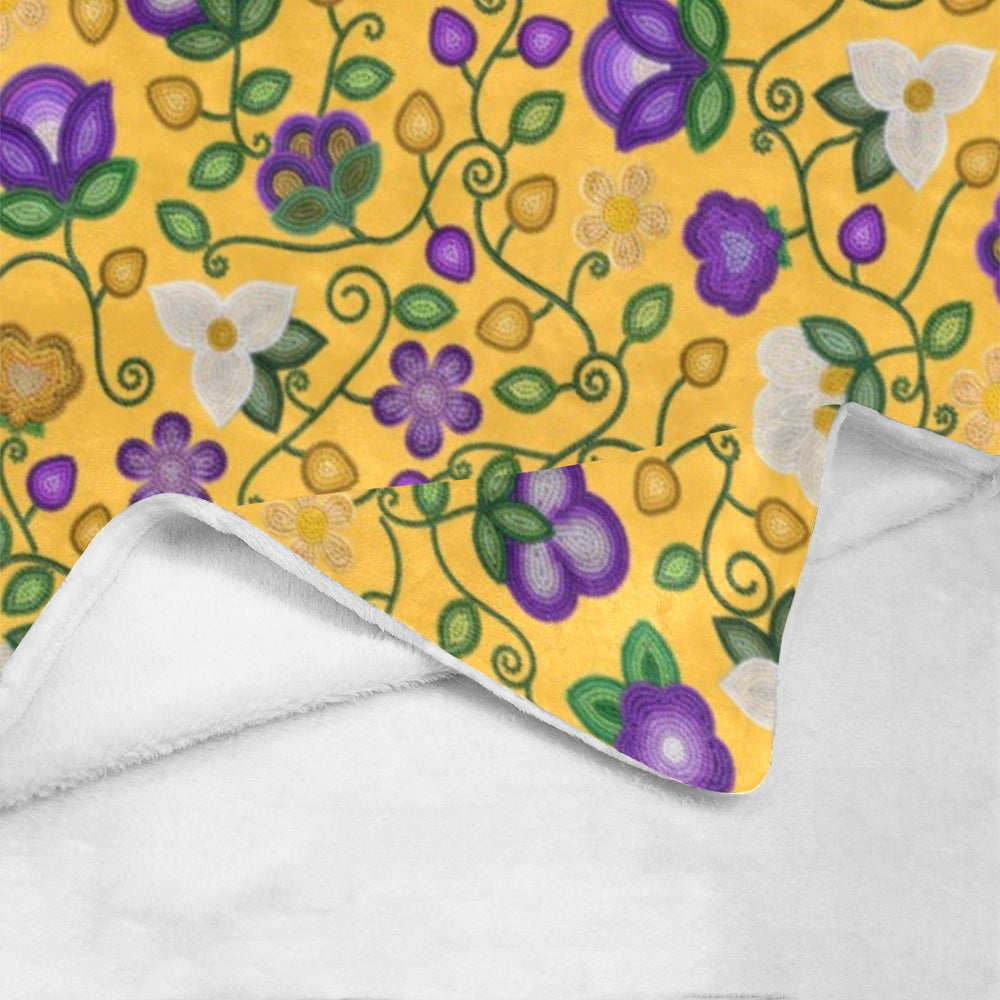 Midnight Moss Bloom Yellow Small Micro Fleece Blanket