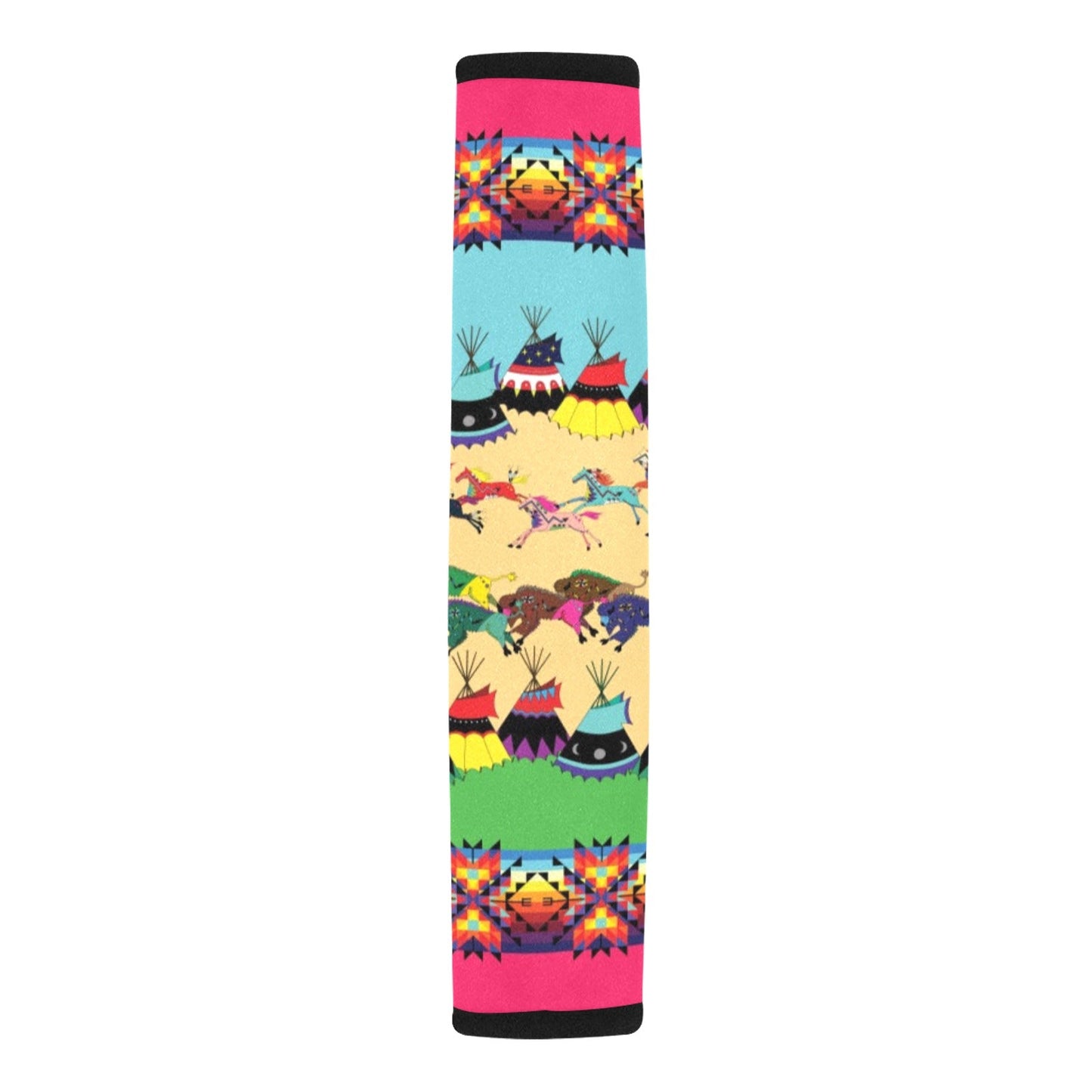 Horses and Buffalo Ledger Pink Seat Belt Cover