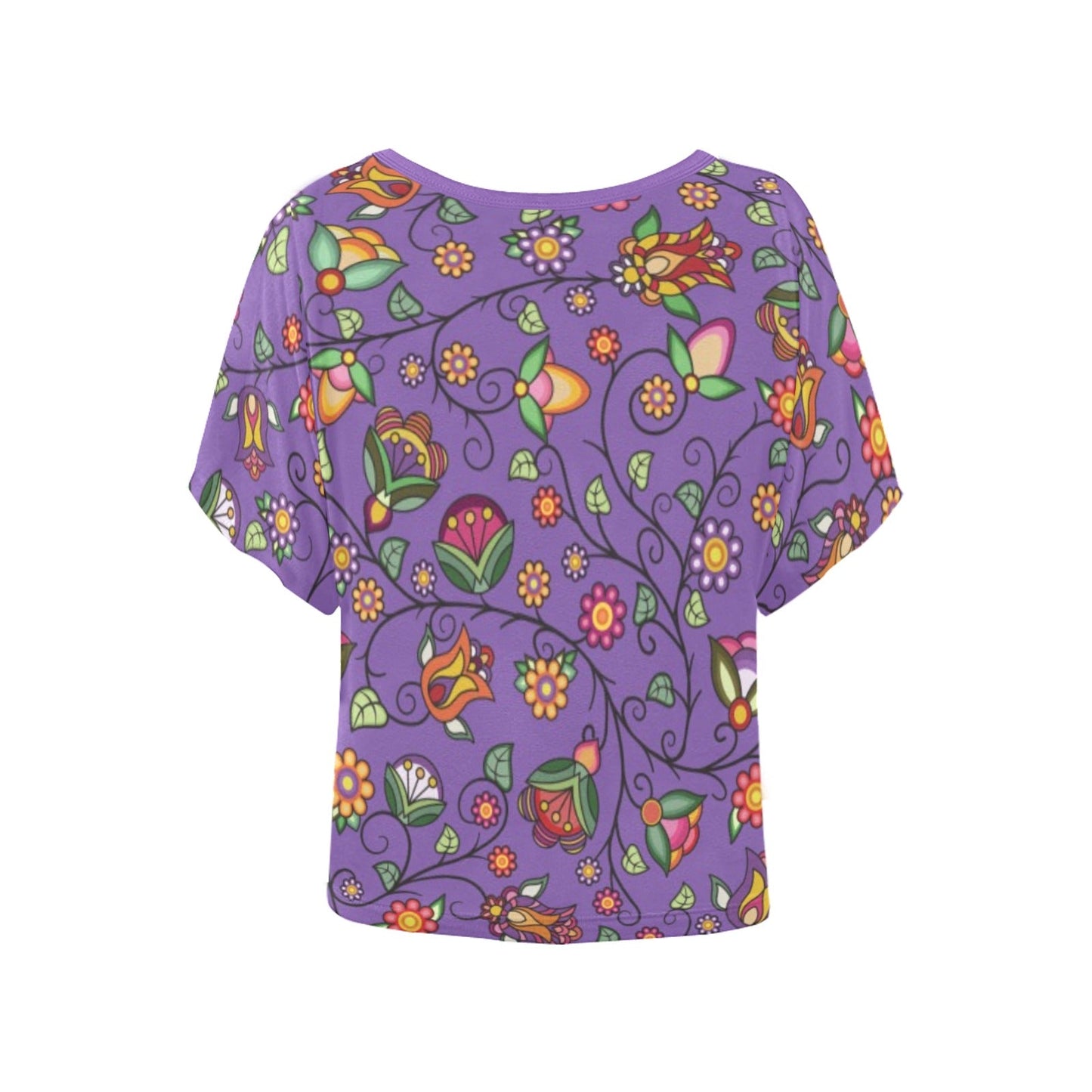 Heartbeat Petals Purple Women's Batwing-Sleeved Blouse T shirt