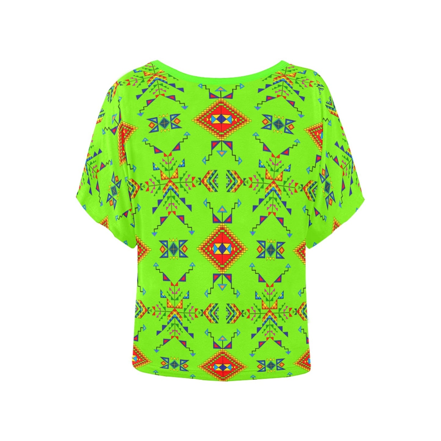 Buffalo Jump Neon Green Women's Batwing-Sleeved Blouse T shirt