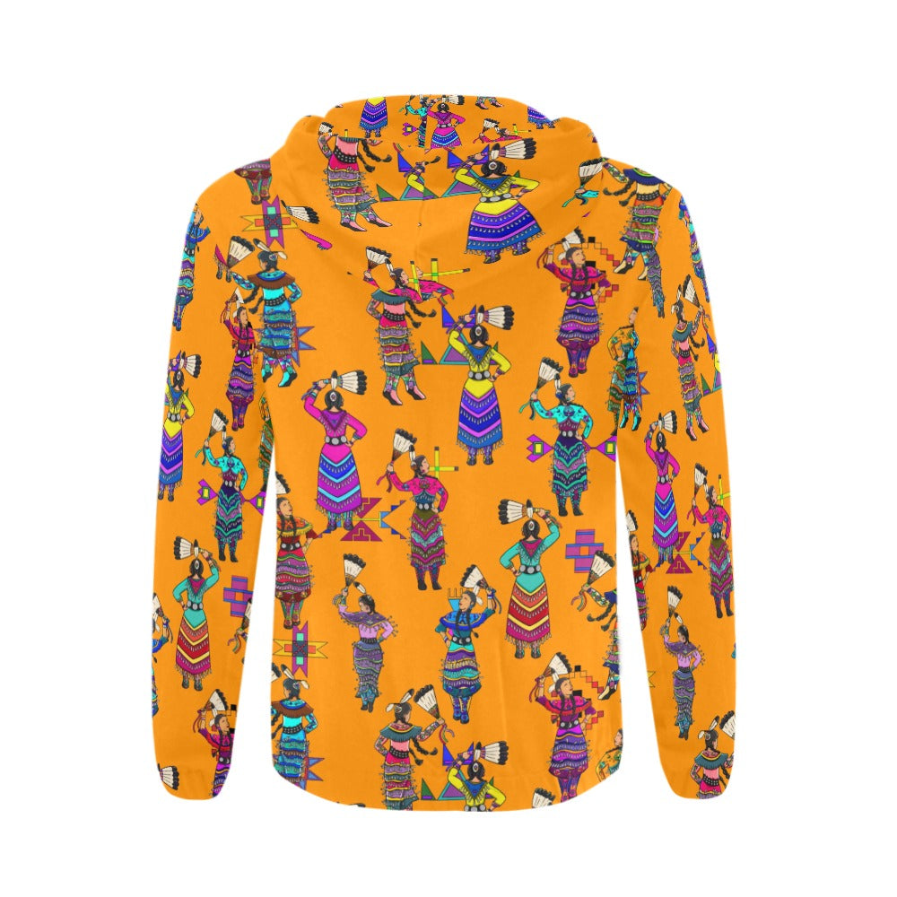 Women's Jingle Dancers Orange Men's Zipper Hoodie