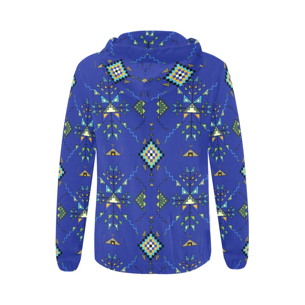 Bear Shield Dark Blue Full Zip Hoodie for Women