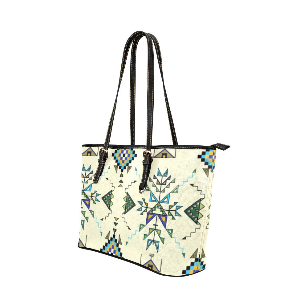Bear Shield Cream Leather Tote