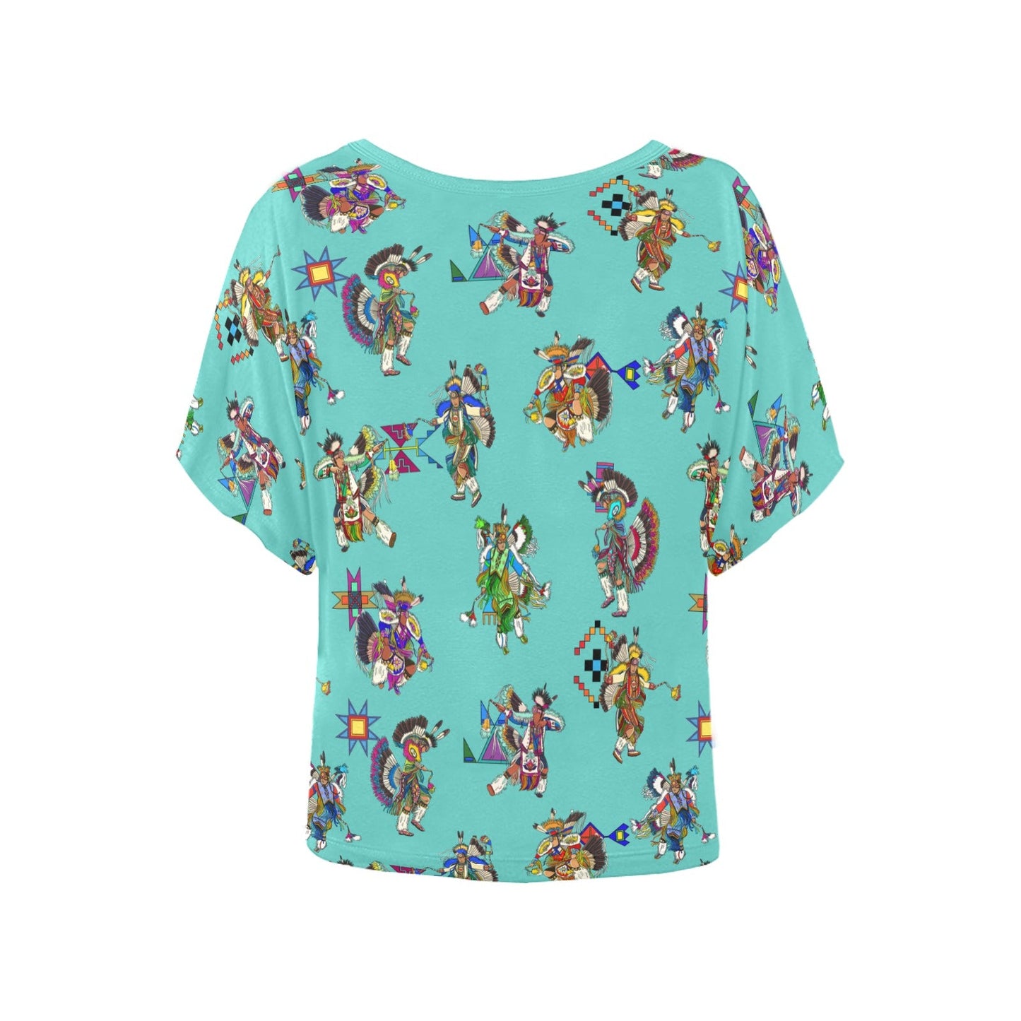 Men's Fancy Dancers Eggshell Blue Women's Batwing-Sleeved Blouse T shirt