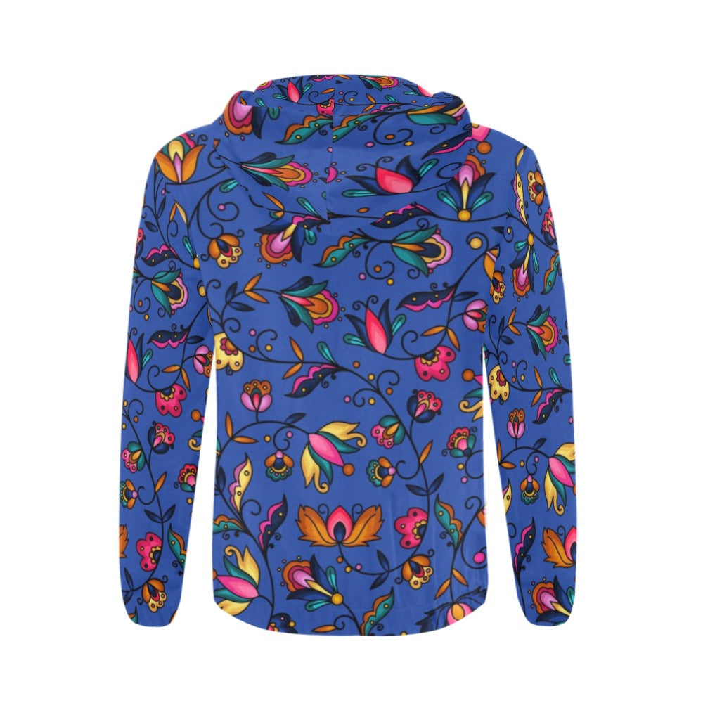 Copper Prairie Petals Blue Zip Hoodie