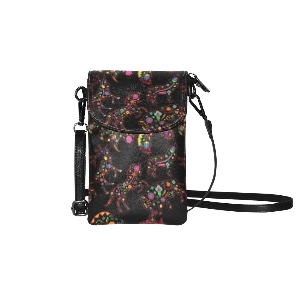 Neon Floral Small Cell Phone Purse