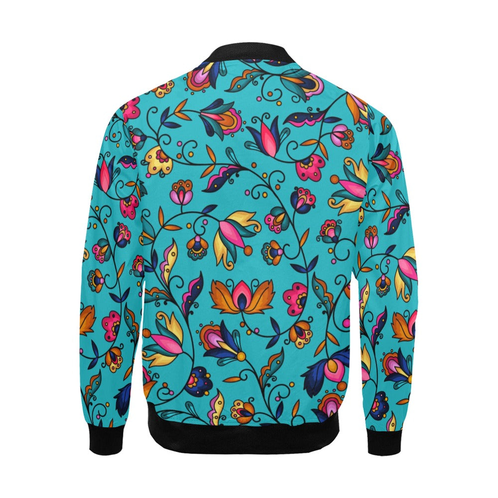 Copper Prairie Petals Turquoise Bomber Jacket for Men
