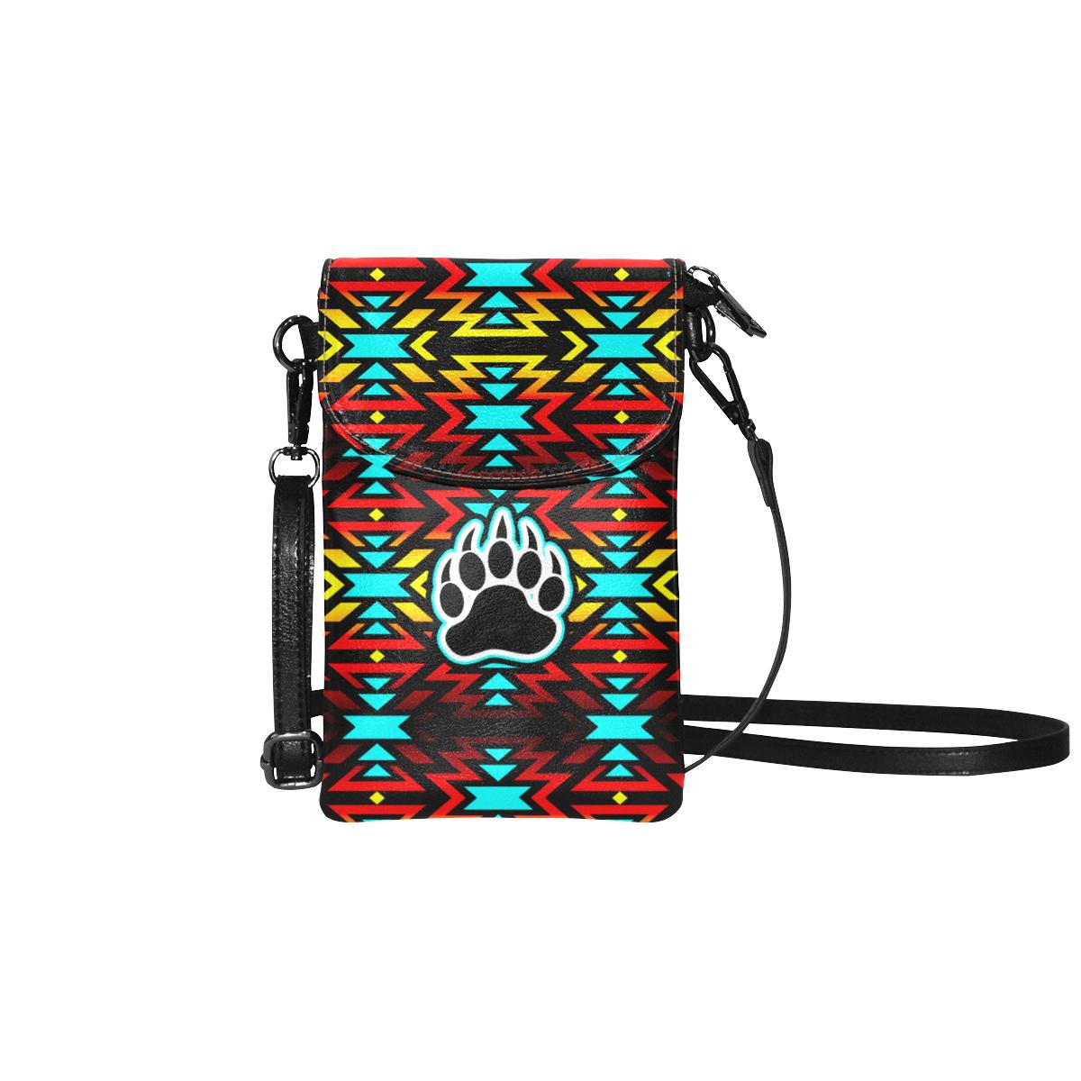 Fire Colors and Turquoise Small Cell Phone Purse