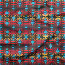 Load image into Gallery viewer, Fire Colors and Turquoise Fabric Cotton Sateen Fabric By the Yard 49 Dzine 

