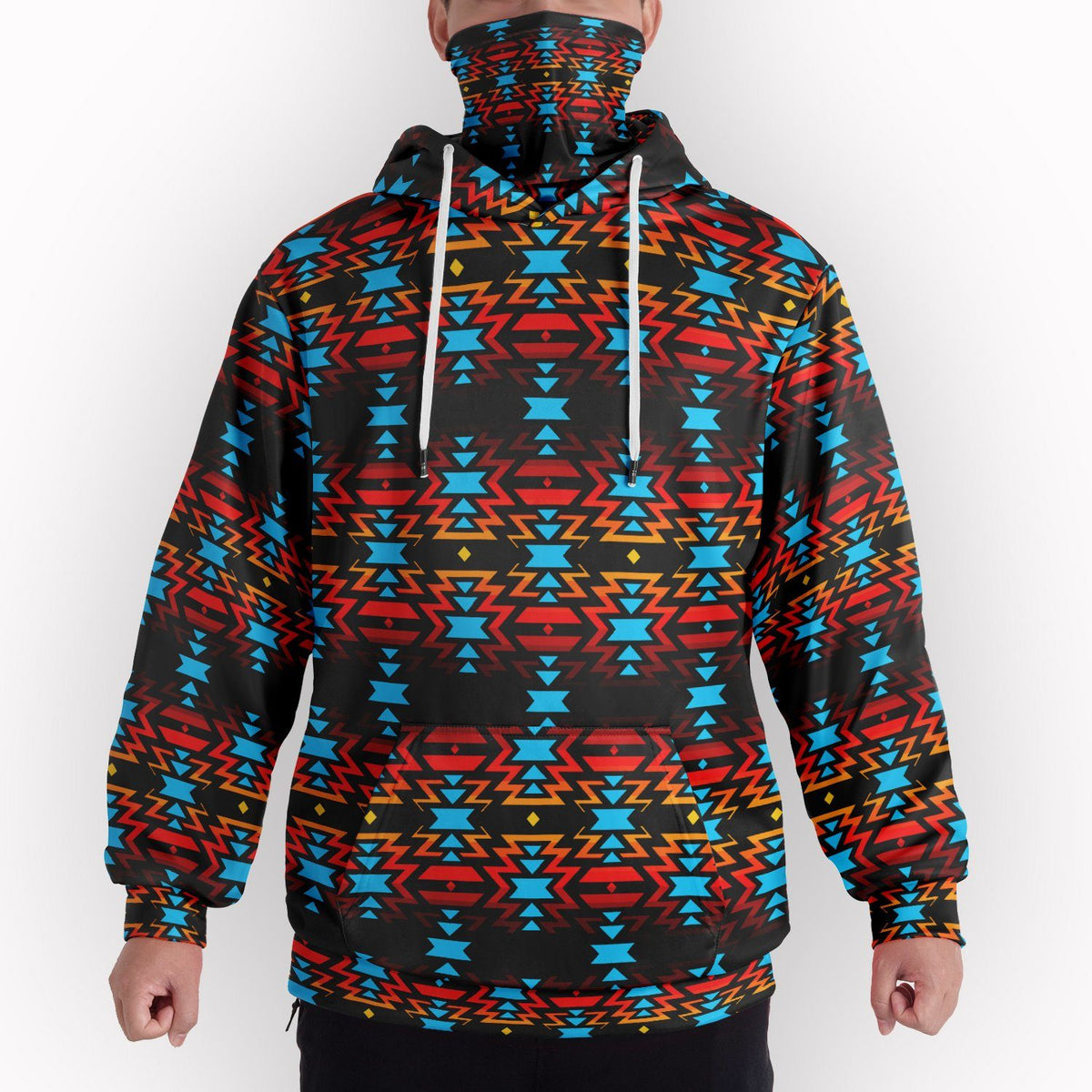 Fire Colors Hoodie With Half Balaclava