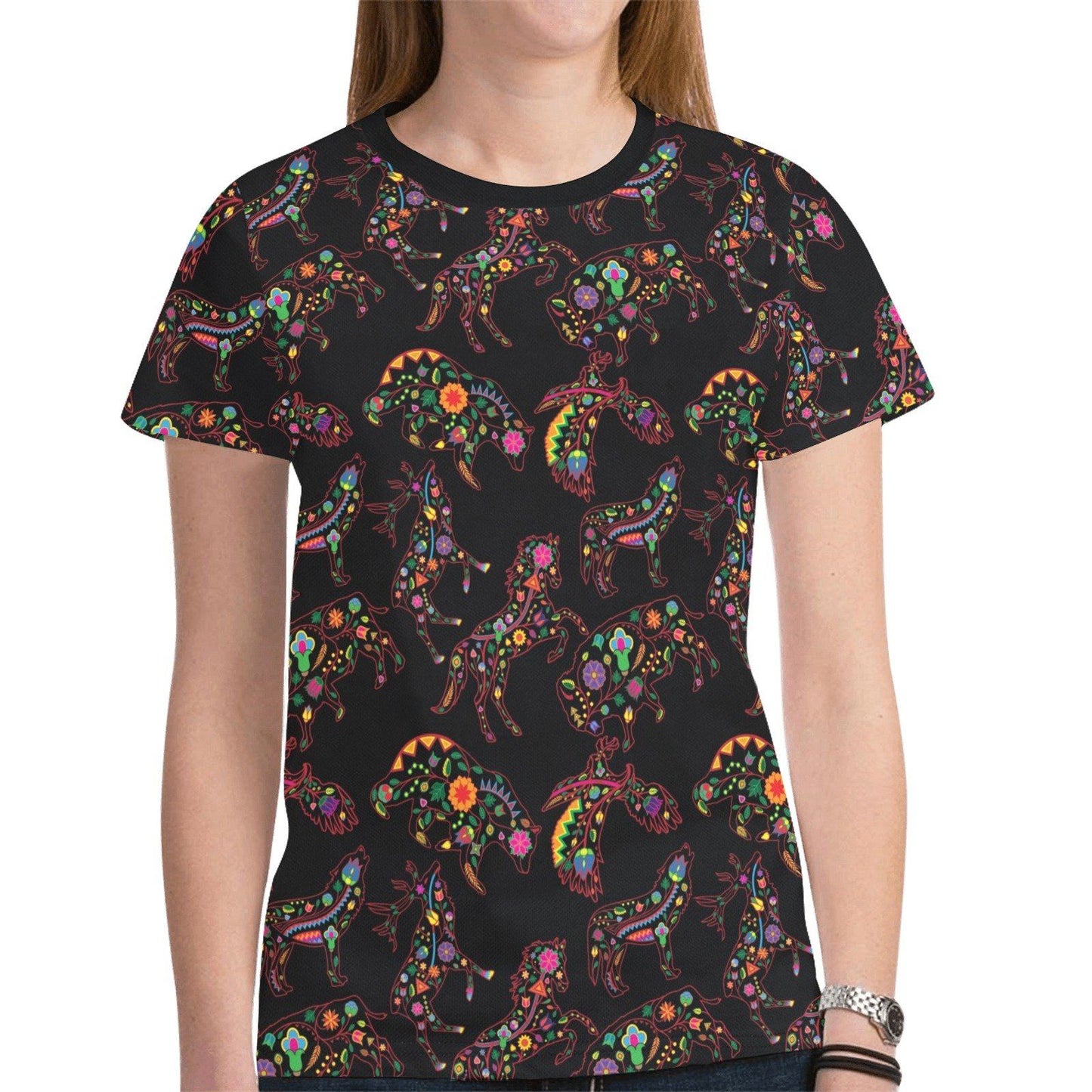 Neon Floral Animals New T-shirt for Women