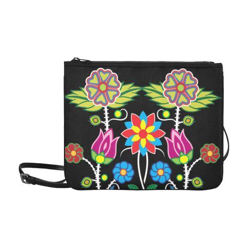 Floral Beadwork Slim Clutch Bag
