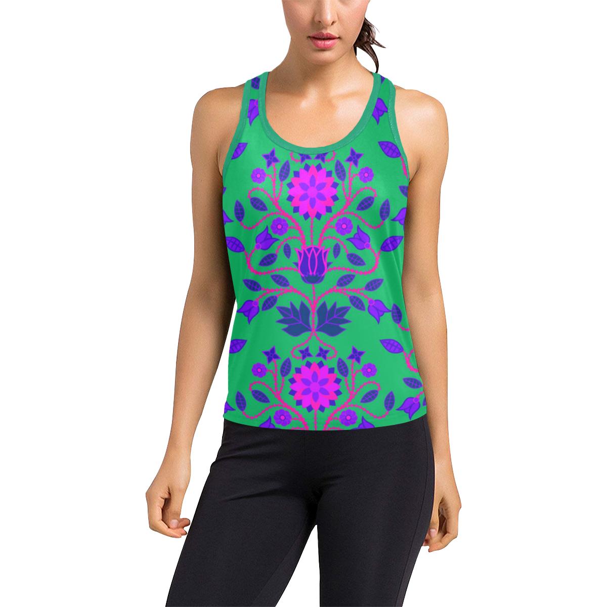Floral Beadwork Racerback Tank Top
