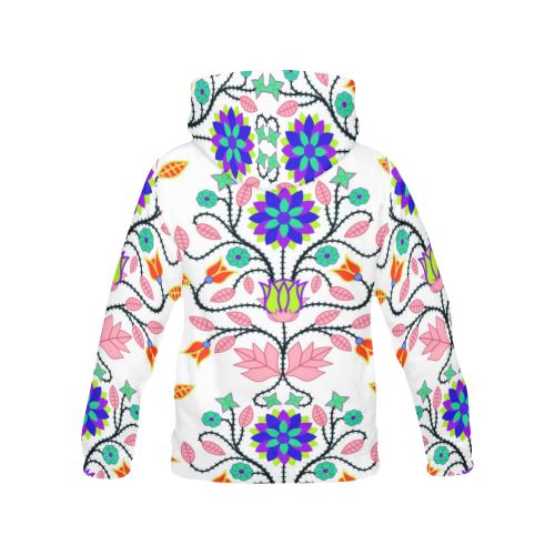 Floral Beadwork Four Clans White All Over Print Hoodie for Women (USA Size) (Model H13) All Over Print Hoodie for Women (H13) e-joyer