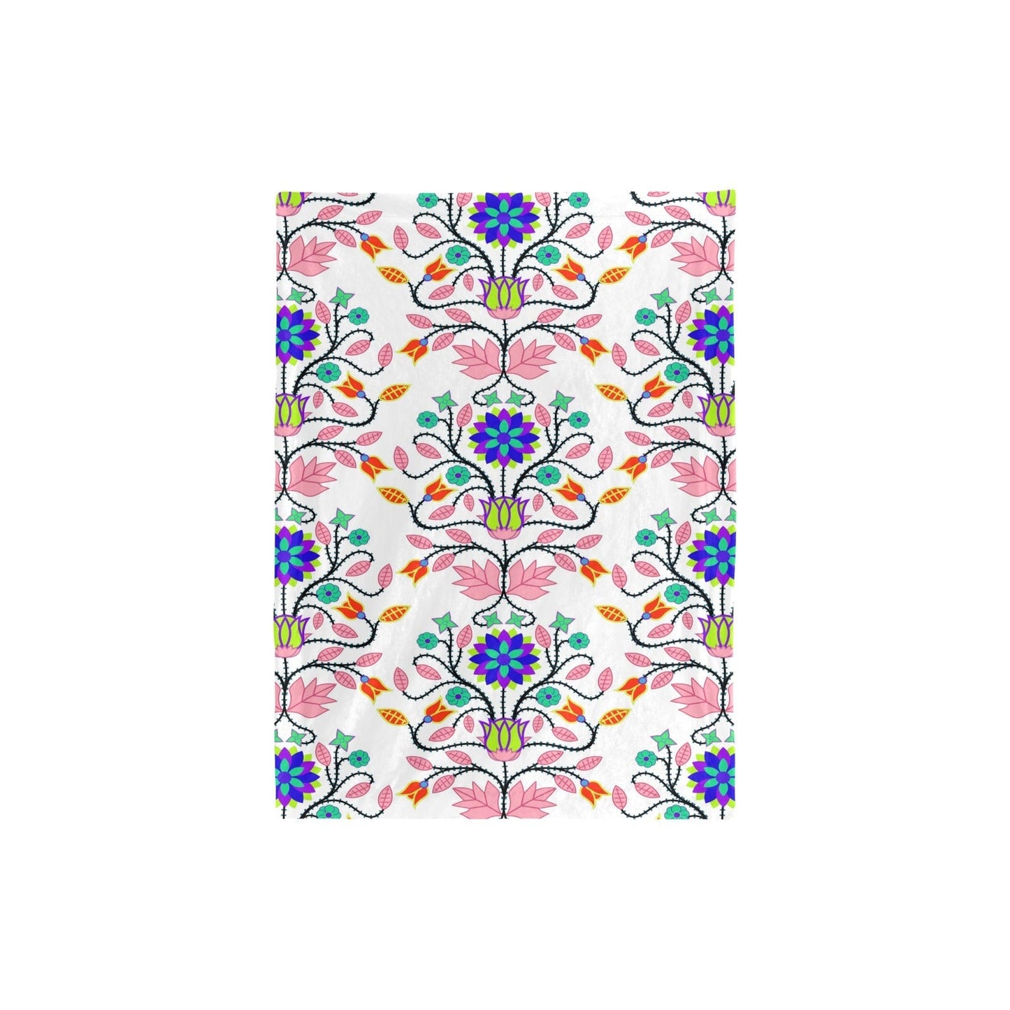 Floral Beadwork Four Clans White Baby Blanket 30"x40" Baby Blanket 30"x40" e-joyer