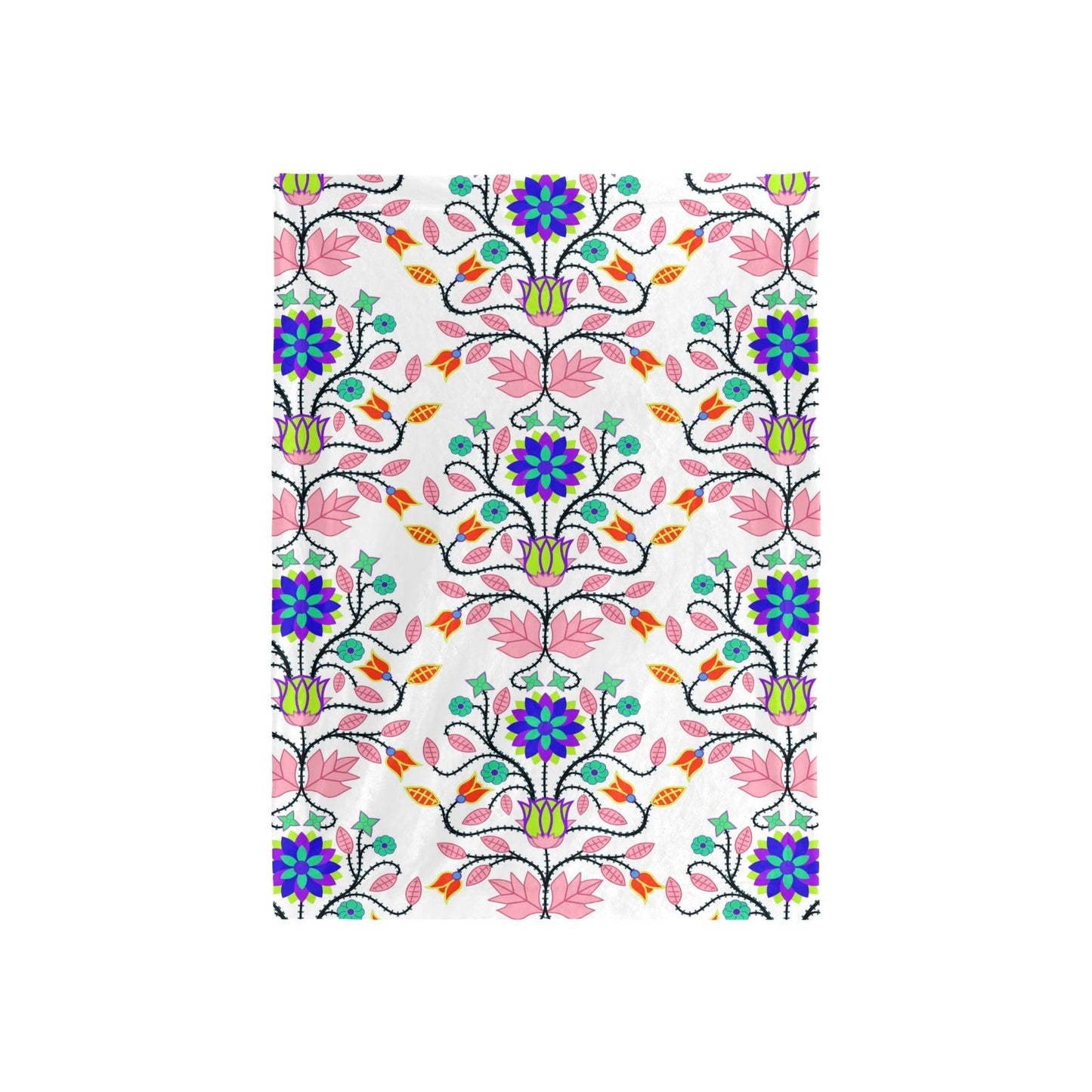Floral Beadwork Four Clans White Baby Blanket 40"x50" Baby Blanket 40"x50" e-joyer