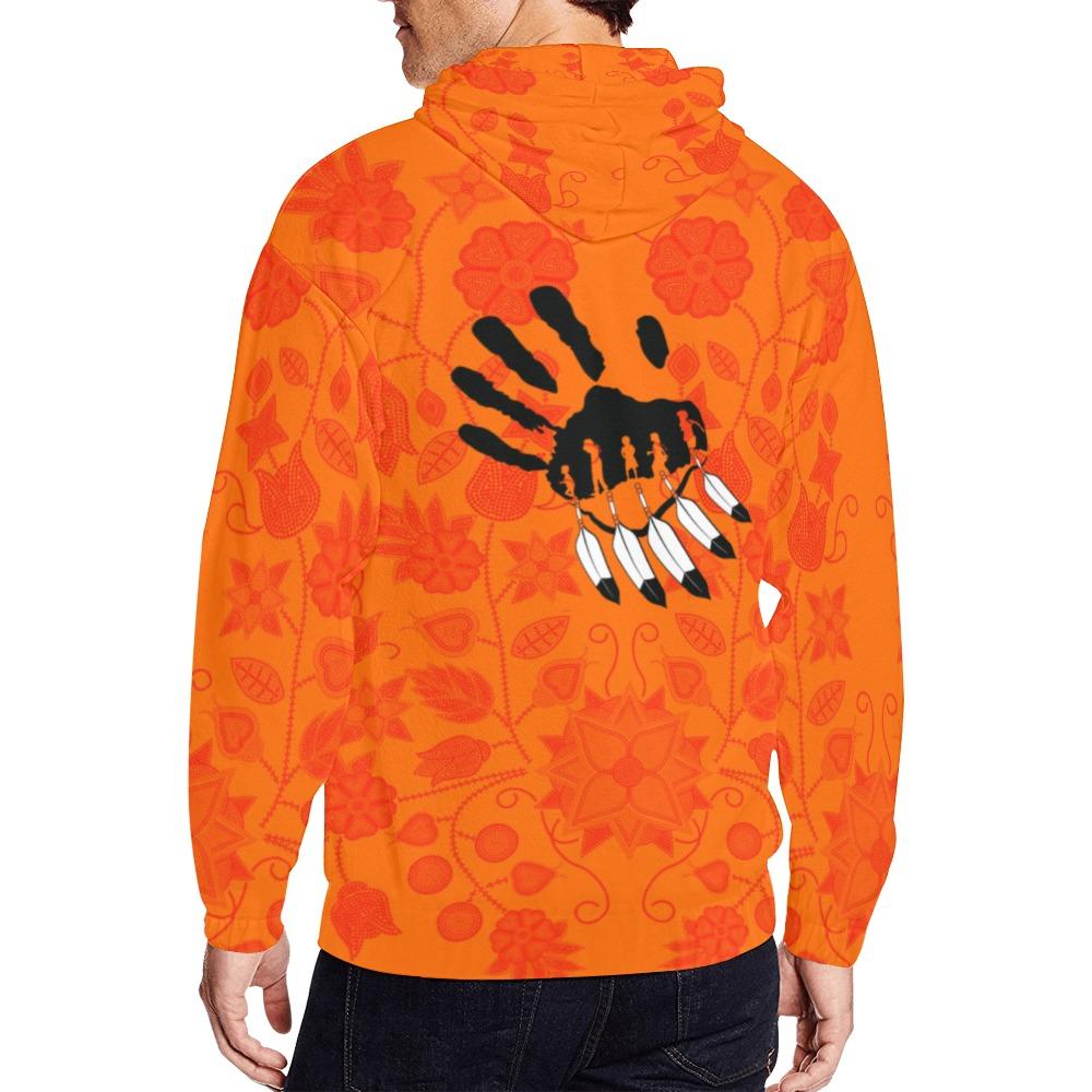 Floral Beadwork Zip Hoodie