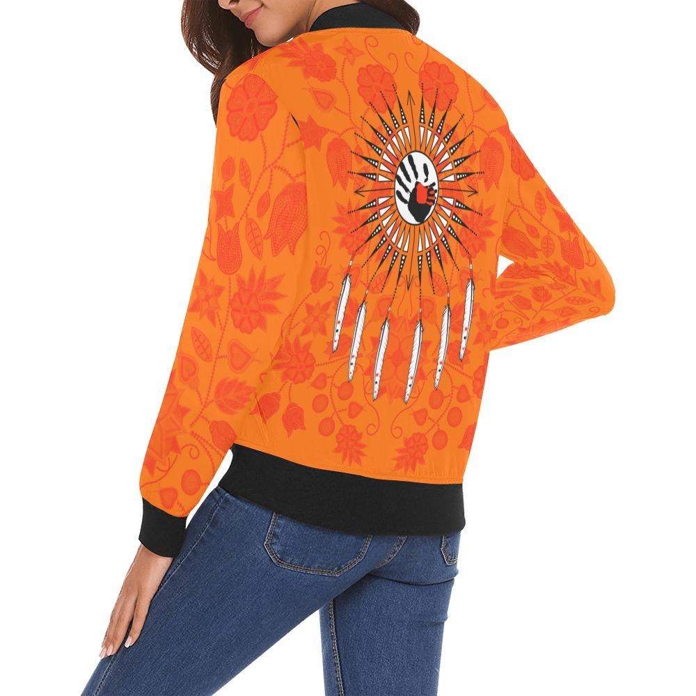 Floral Beadwork Bomber Jacket for Women