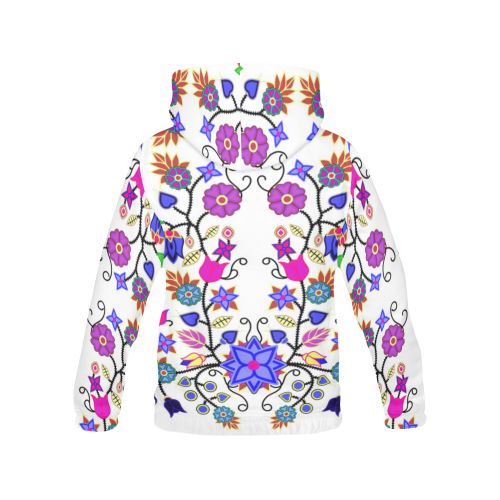 Floral Beadwork Seven Clans White All Over Print Hoodie for Women (USA Size) (Model H13) All Over Print Hoodie for Women (H13) e-joyer