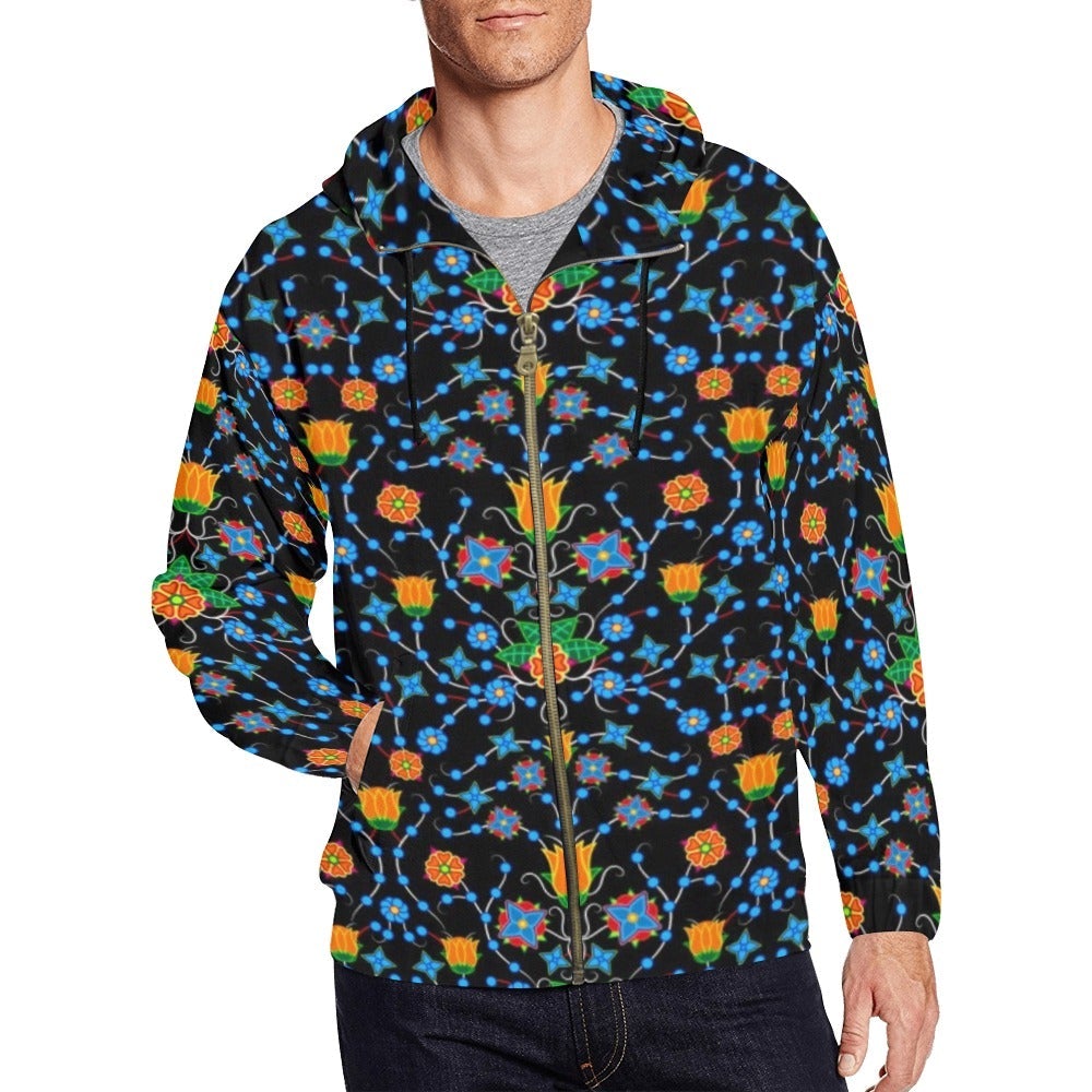 Floral Damask Full Zip Hoodie for Men