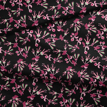 Load image into Gallery viewer, Floral Green Black Cotton Poplin Fabric By the Yard Fabric NBprintex 
