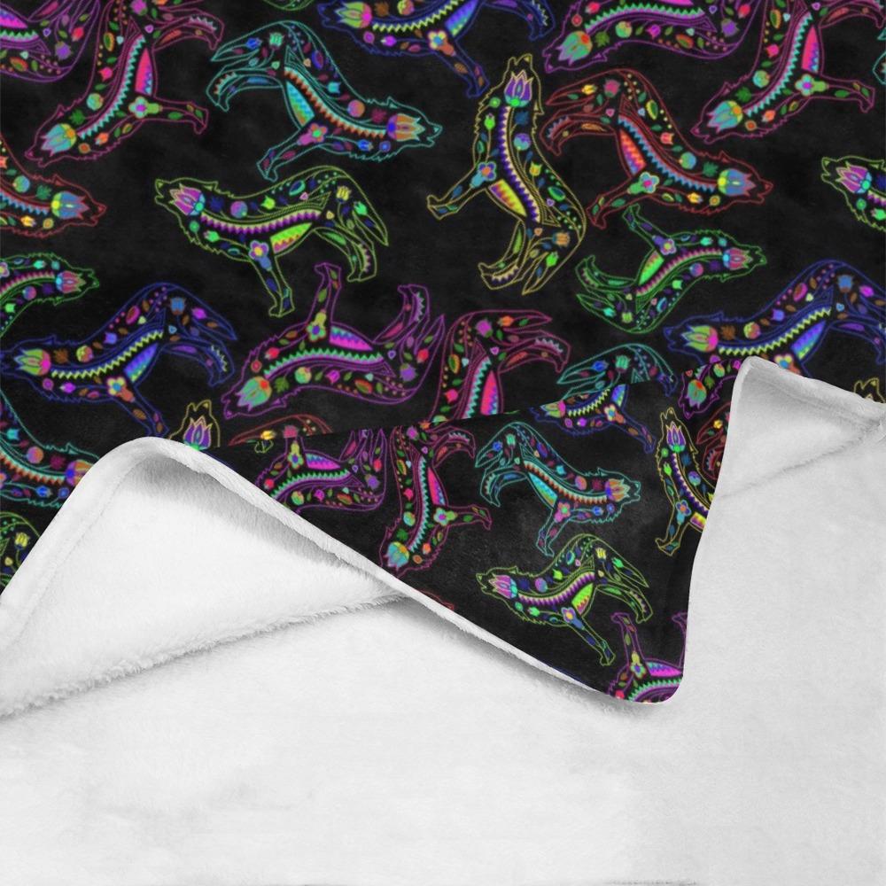 Floral Wolves Ultra-Soft Micro Fleece Blanket 60"x80" Ultra-Soft Blanket 60''x80'' e-joyer