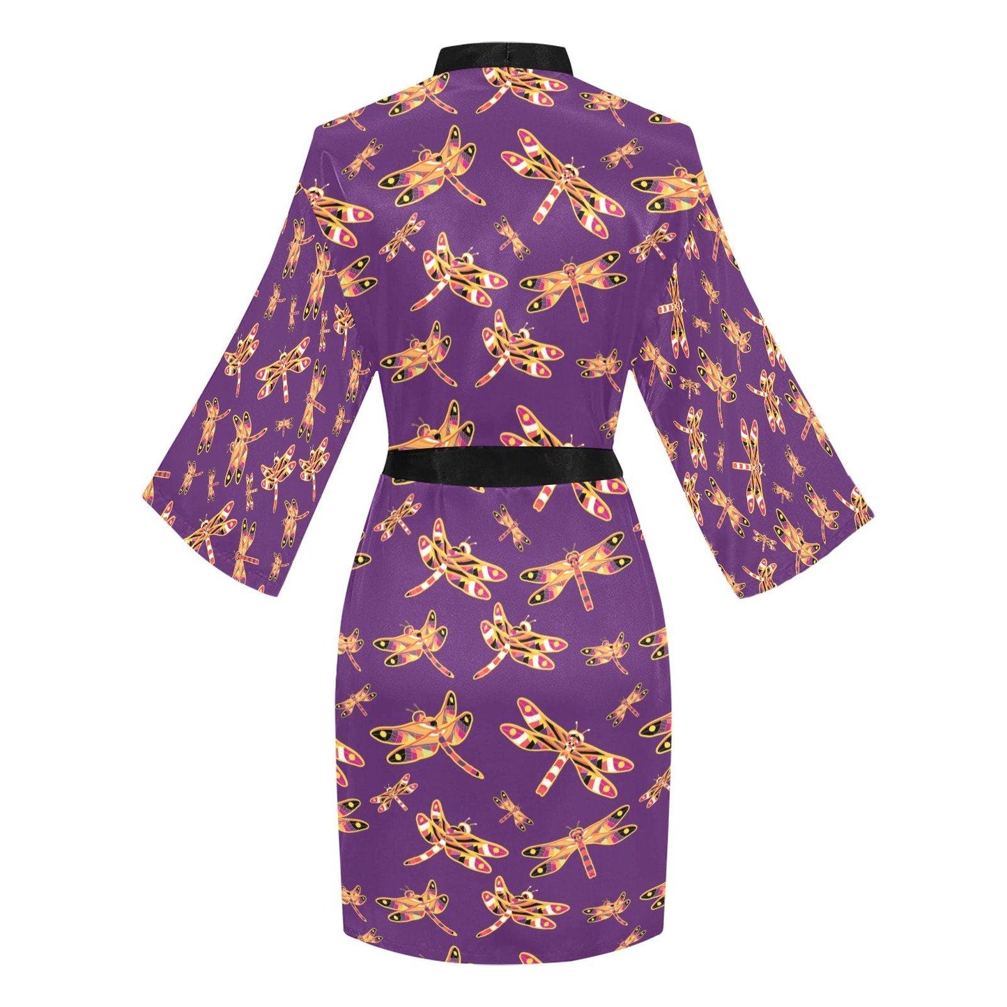 Gathering Yellow Purple Long Sleeve Kimono Robe Long Sleeve Kimono Robe e-joyer