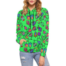 Load image into Gallery viewer, Indigenous Paisley - Green All Over Print Hoodie for Women (USA Size) (Model H13) All Over Print Hoodie for Women (H13) e-joyer 
