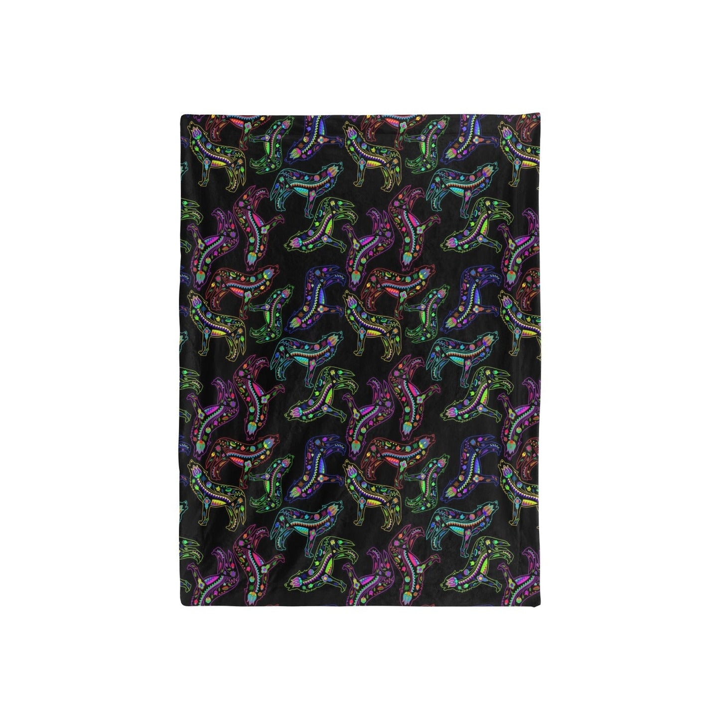 Neon Floral Wolves Baby Blanket 40"x50" Baby Blanket 40"x50" e-joyer