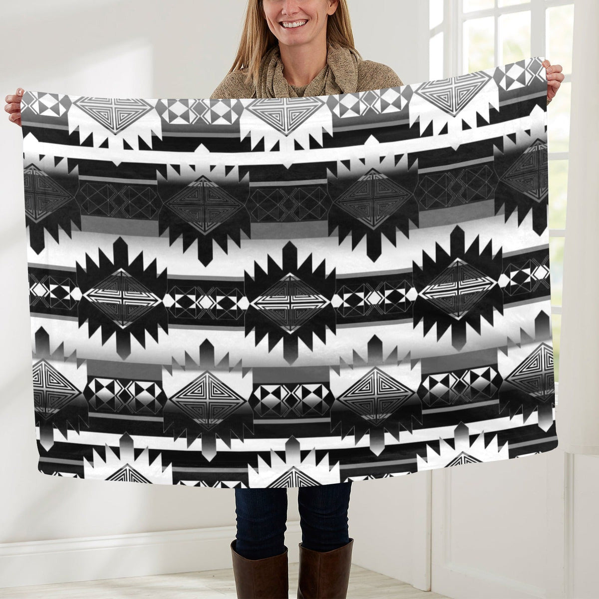 Okotoks Black and White Large Baby Blanket by 49 Dzine