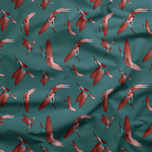 Load image into Gallery viewer, Red Swift Turquoise Cotton Poplin Fabric By the Yard Fabric NBprintex 
