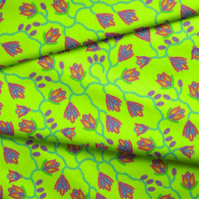 Load image into Gallery viewer, Spring Blossoms Neon Green Cotton Poplin Fabric By the Yard Fabric NBprintex 
