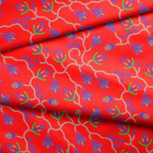 Load image into Gallery viewer, Spring Blossoms Red Cotton Poplin Fabric By the Yard Fabric NBprintex 
