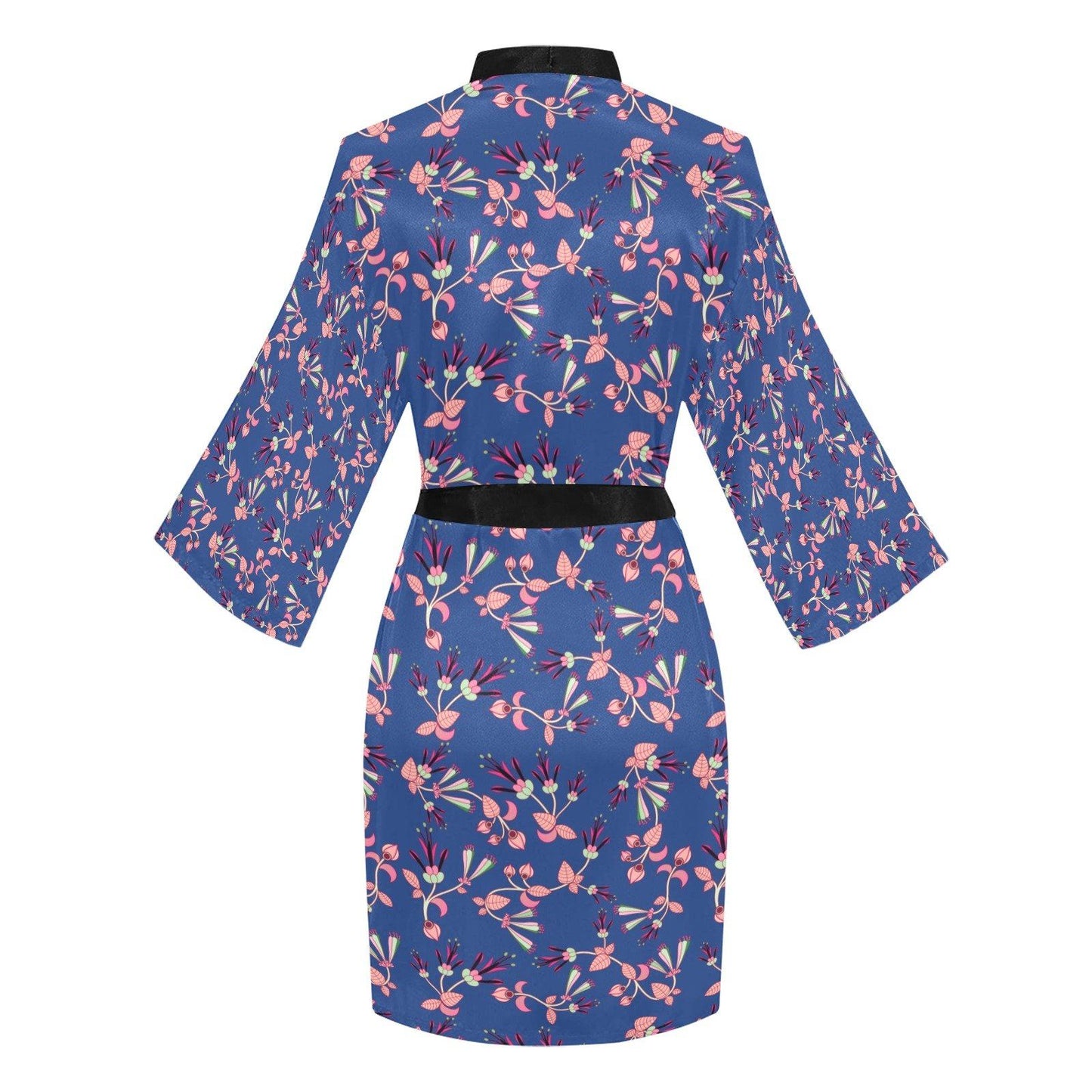 Swift Floral Peach Blue Long Sleeve Kimono Robe Long Sleeve Kimono Robe e-joyer