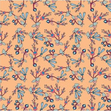 Load image into Gallery viewer, Swift Floral Peach Cotton Poplin Fabric By the Yard Fabric NBprintex 
