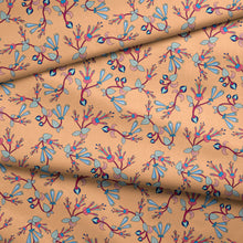 Load image into Gallery viewer, Swift Floral Peach Cotton Poplin Fabric By the Yard Fabric NBprintex 
