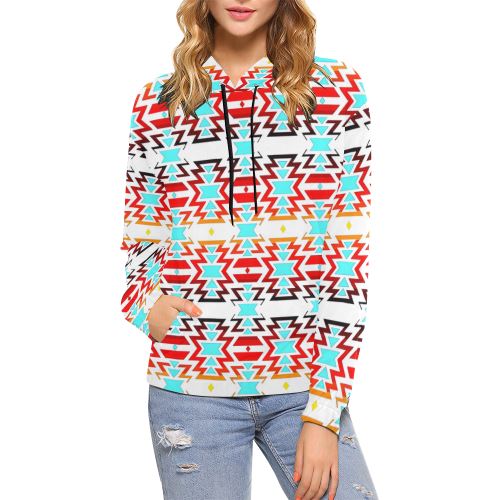White Fire and Sky All Over Print Hoodie for Women (USA Size) (Model H13) All Over Print Hoodie for Women (H13) e-joyer 