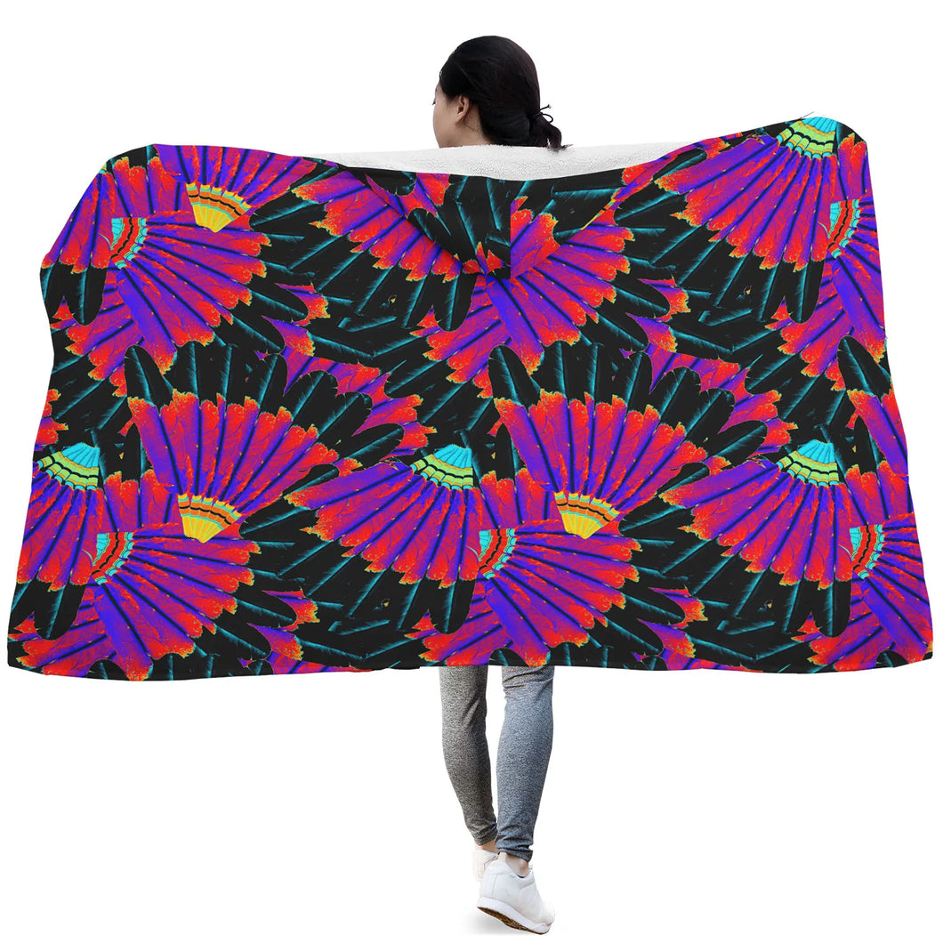 Eagle Feather Remix Hooded Blanket