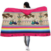 Load image into Gallery viewer, Buffalos Running Berry Hooded Blanket
