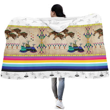 Load image into Gallery viewer, Buffalos Running White Clay Hooded Blanket
