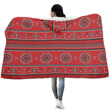 Load image into Gallery viewer, Evening Feather Wheel Blush Hooded Blanket

