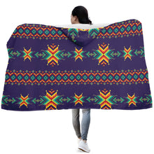 Load image into Gallery viewer, Dreams of Ancestors Indigo Hooded Blanket
