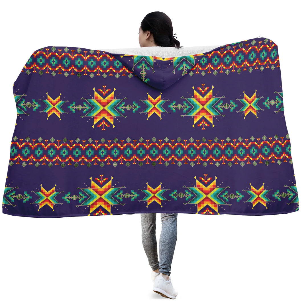 Dreams of Ancestors Indigo Hooded Blanket