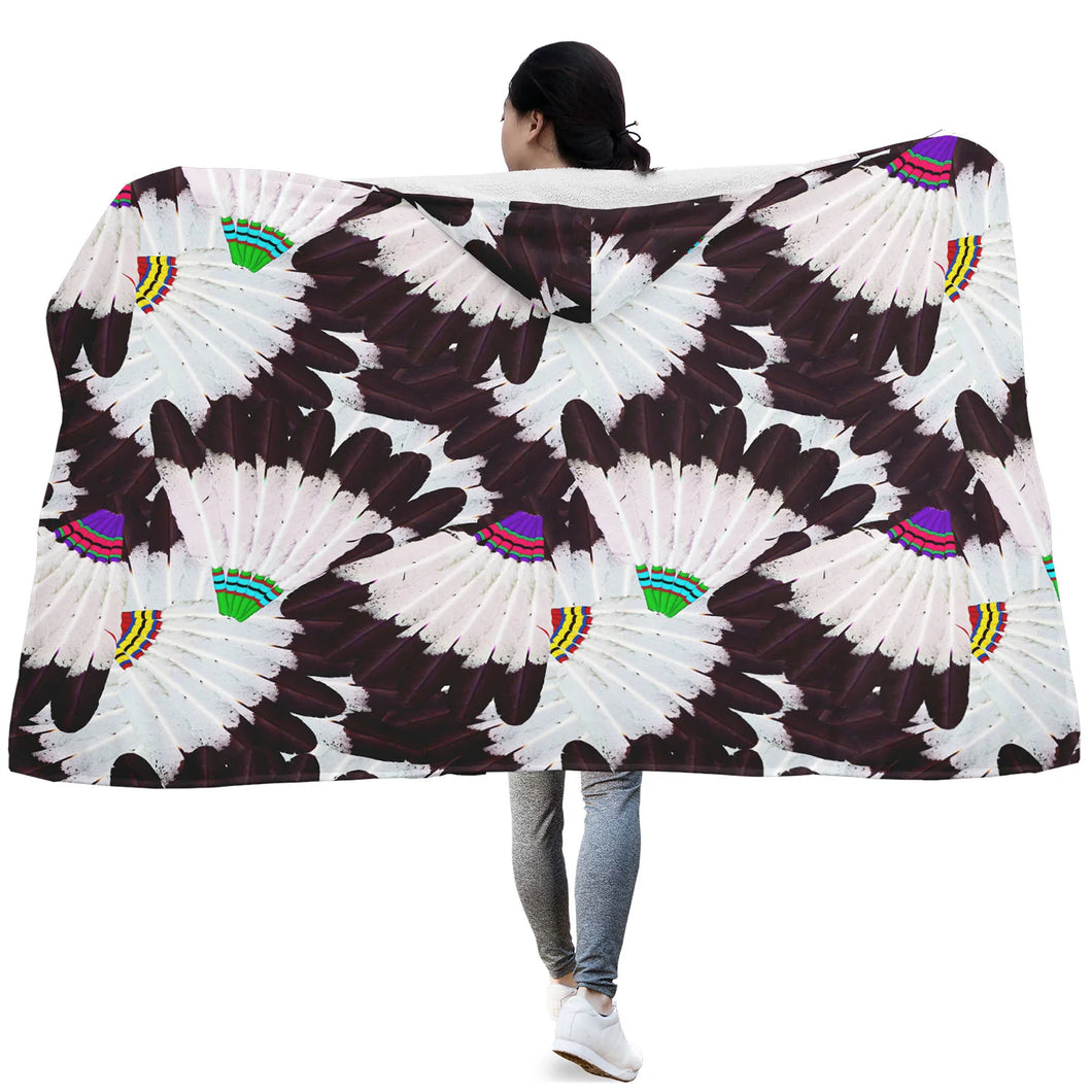 Eagle Feather Fans Hooded Blanket