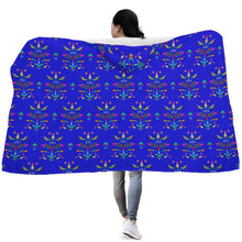 Load image into Gallery viewer, Dakota Damask Blue Hooded Blanket
