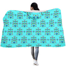 Load image into Gallery viewer, Dakota Damask Turquoise Hooded Blanket
