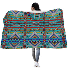Load image into Gallery viewer, Medicine Blessing Turquoise Hooded Blanket
