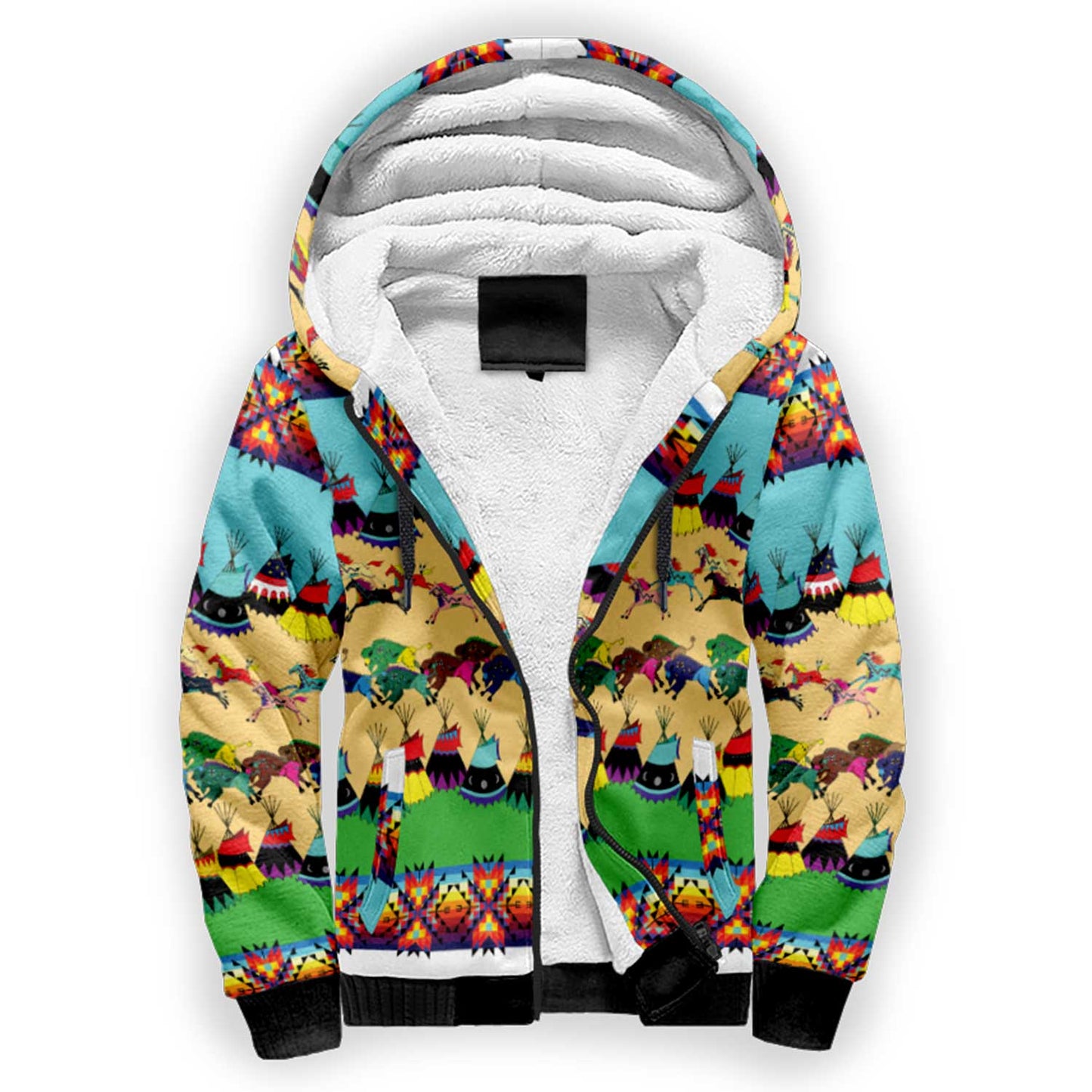 Horses and Buffalo Ledger Sherpa Hoodie