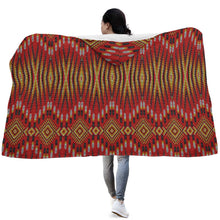 Load image into Gallery viewer, Fire Feather Red Hooded Blanket
